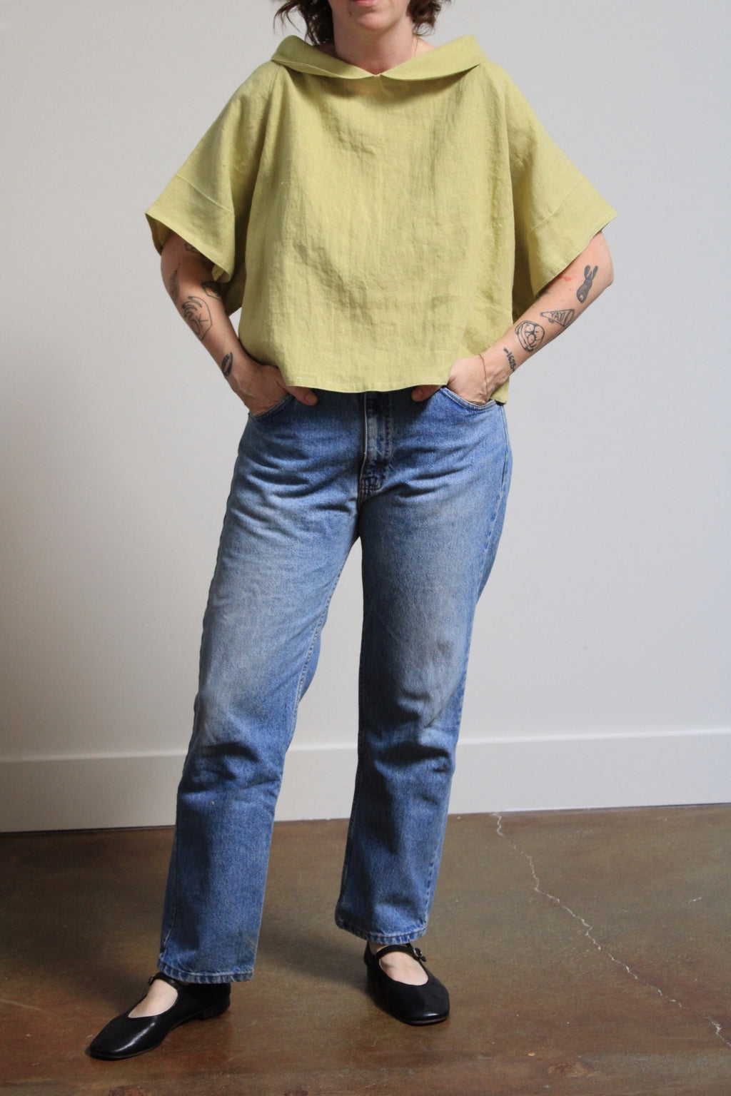 Archive Craft Peter Pan Crop - Green Linen