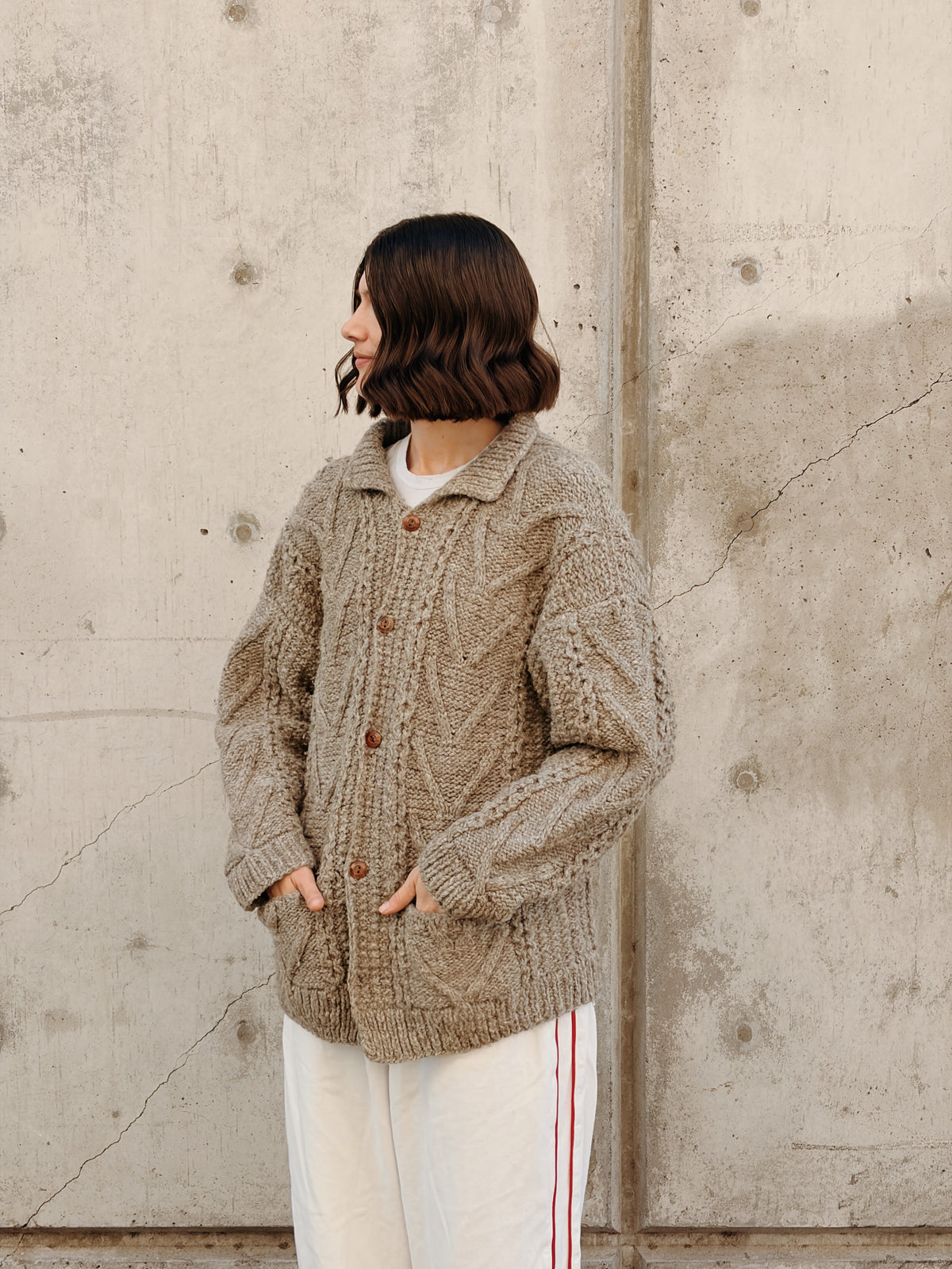 Grey Fisherman Cardigan
