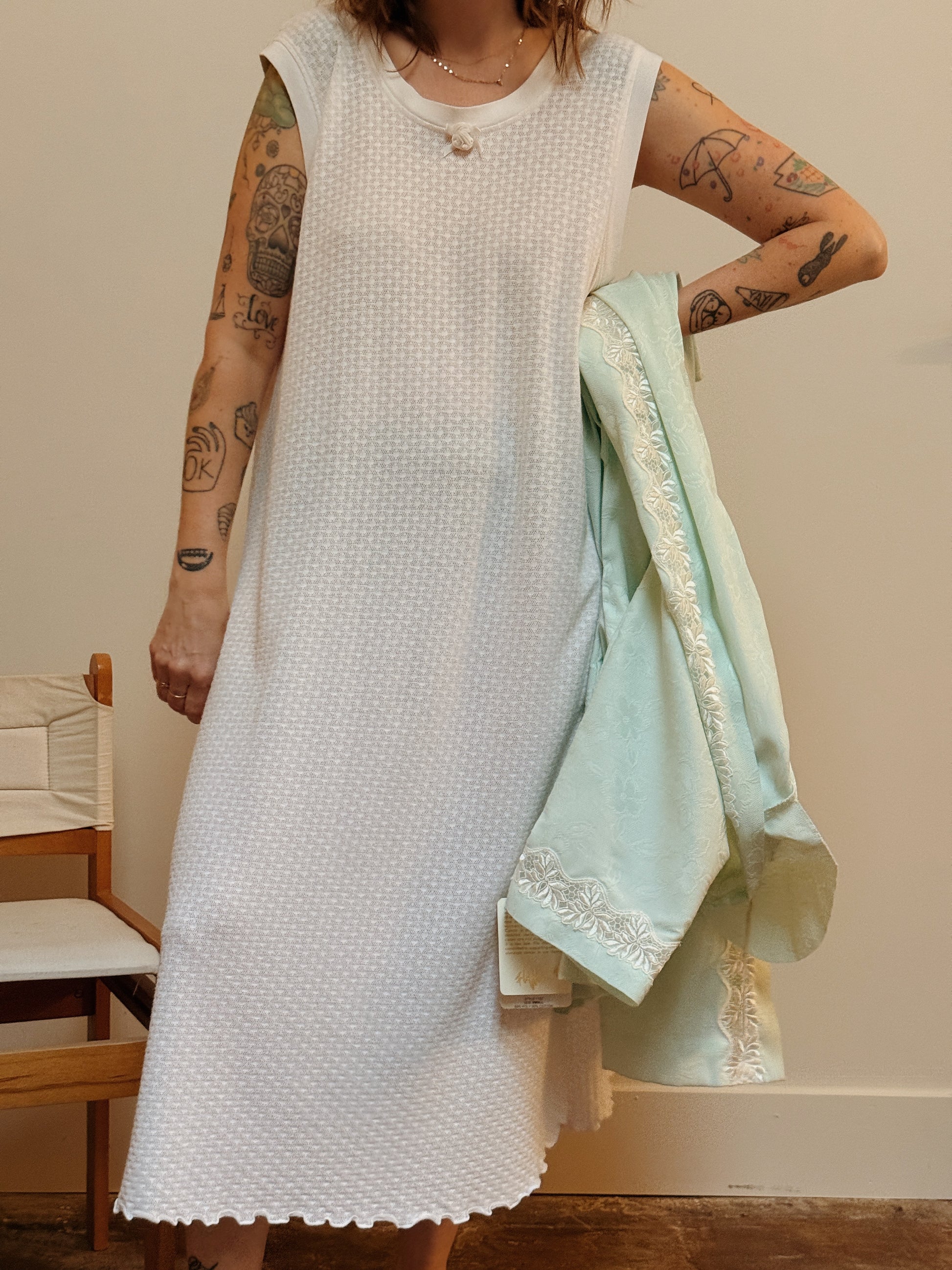 Cotton Mesh Nightgown