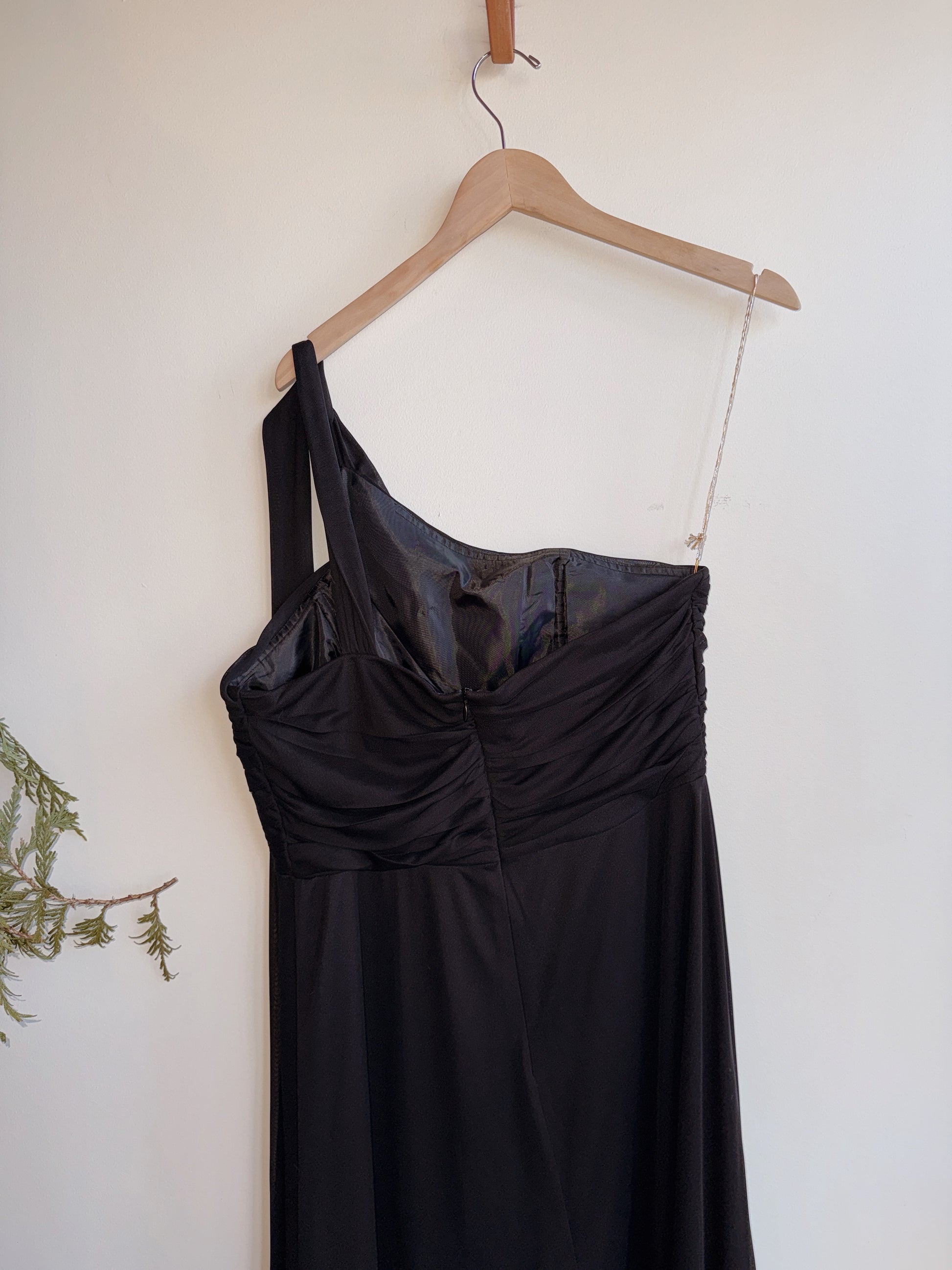 Black Chiffon One Shoulder Dress
