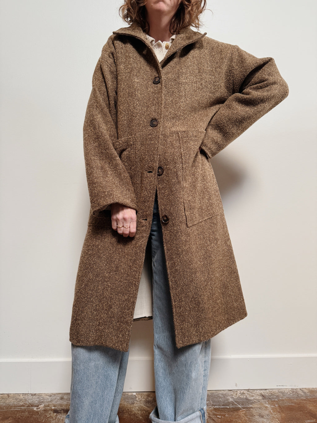 Wool High Neck Maxi Coat