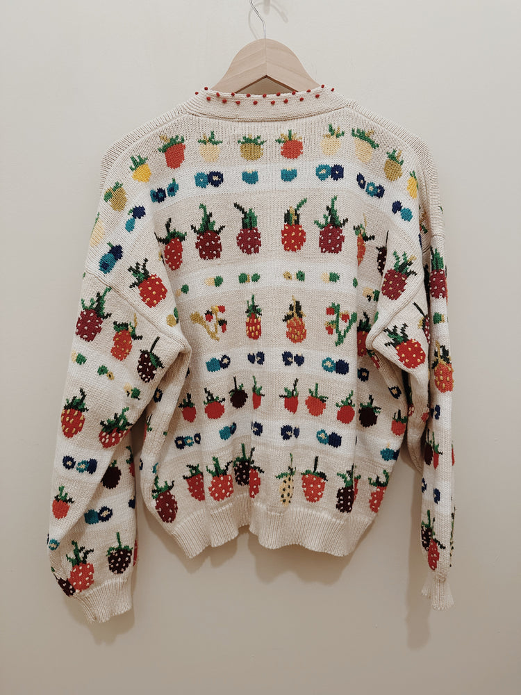 90s Christine Foley All The Berries Cardigan