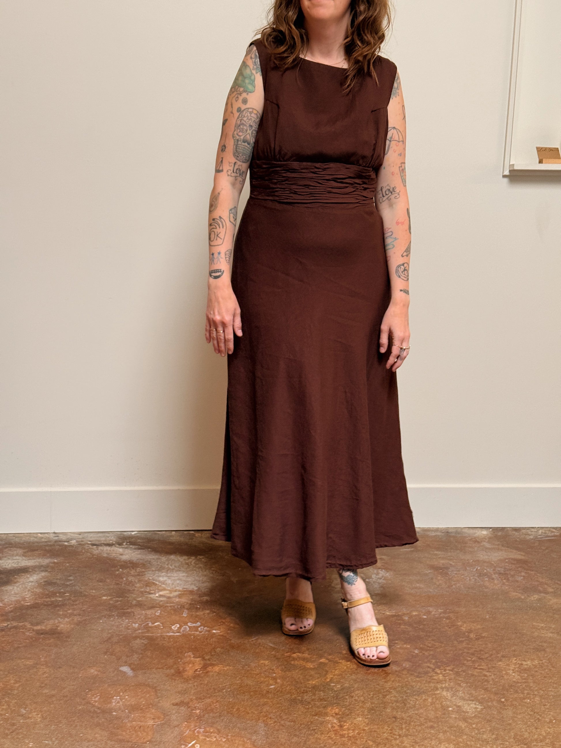 Brown Linen Midi