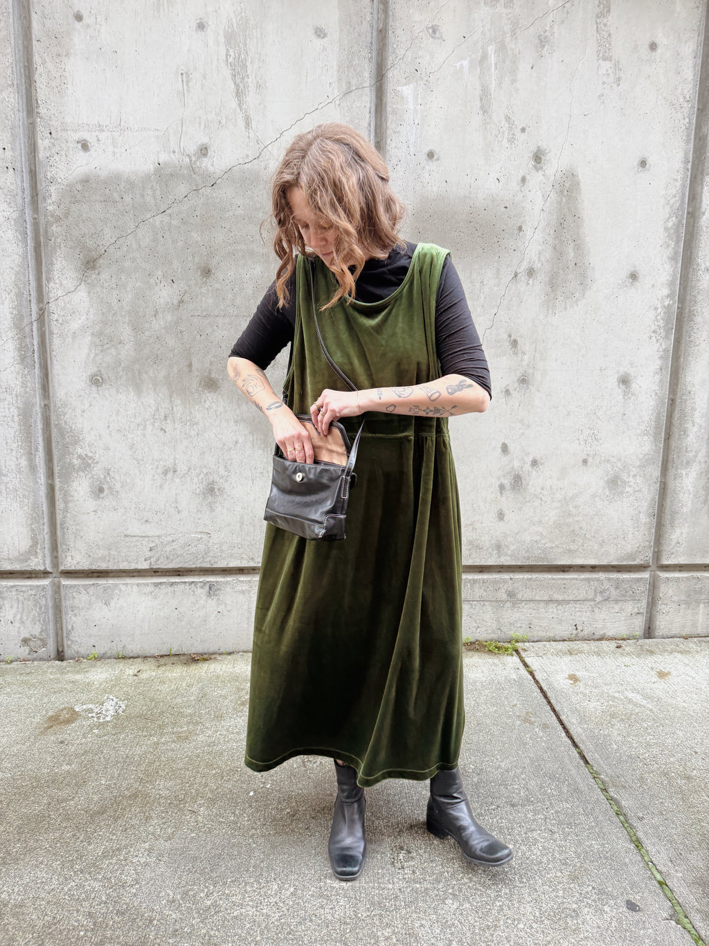 Green Velvet Tank Dress
