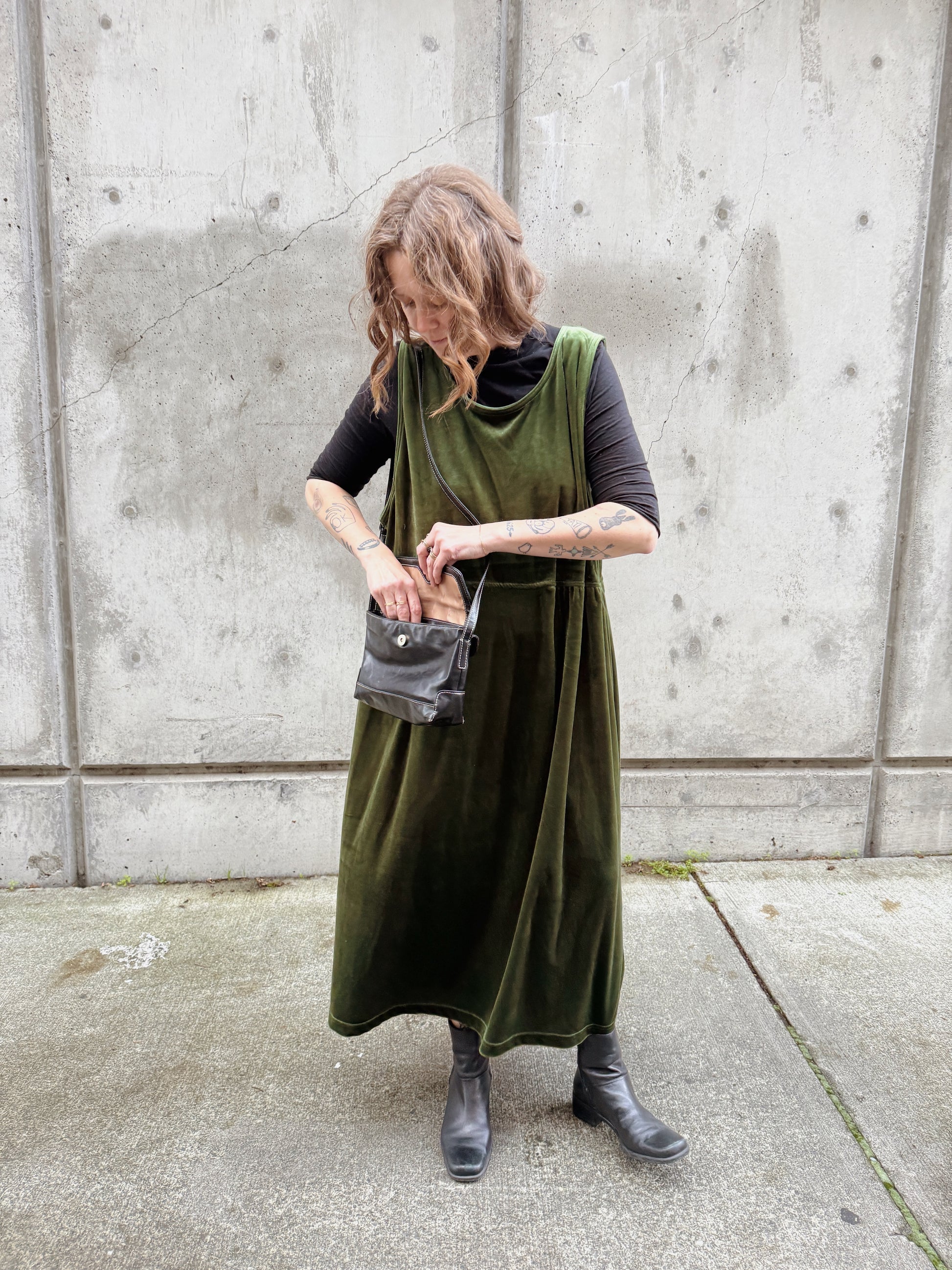 Green Velvet Tank Dress