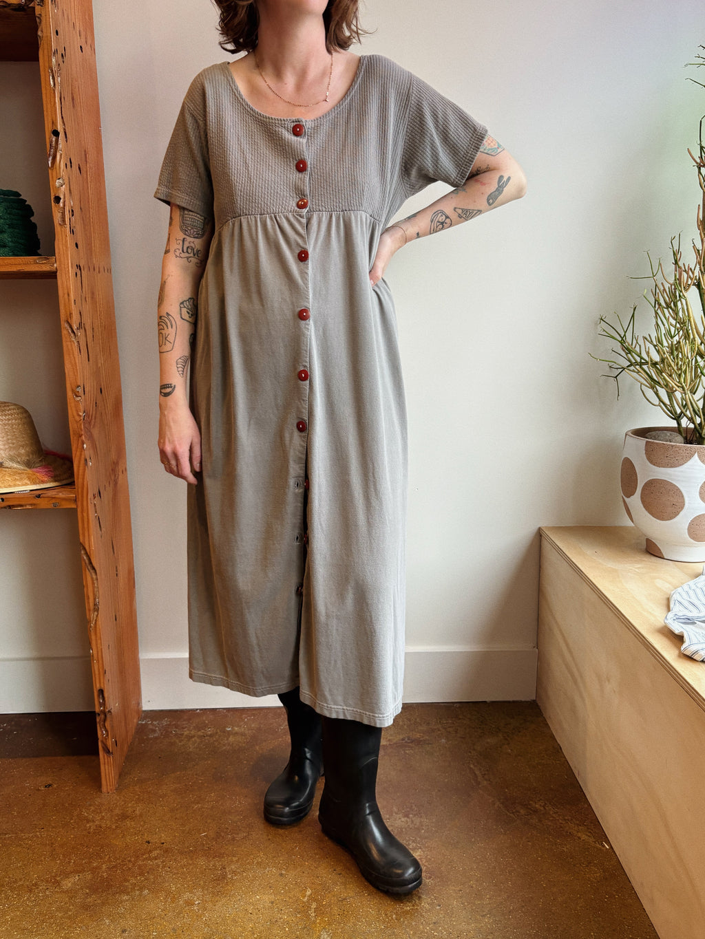 Ribbed Babydoll Midi