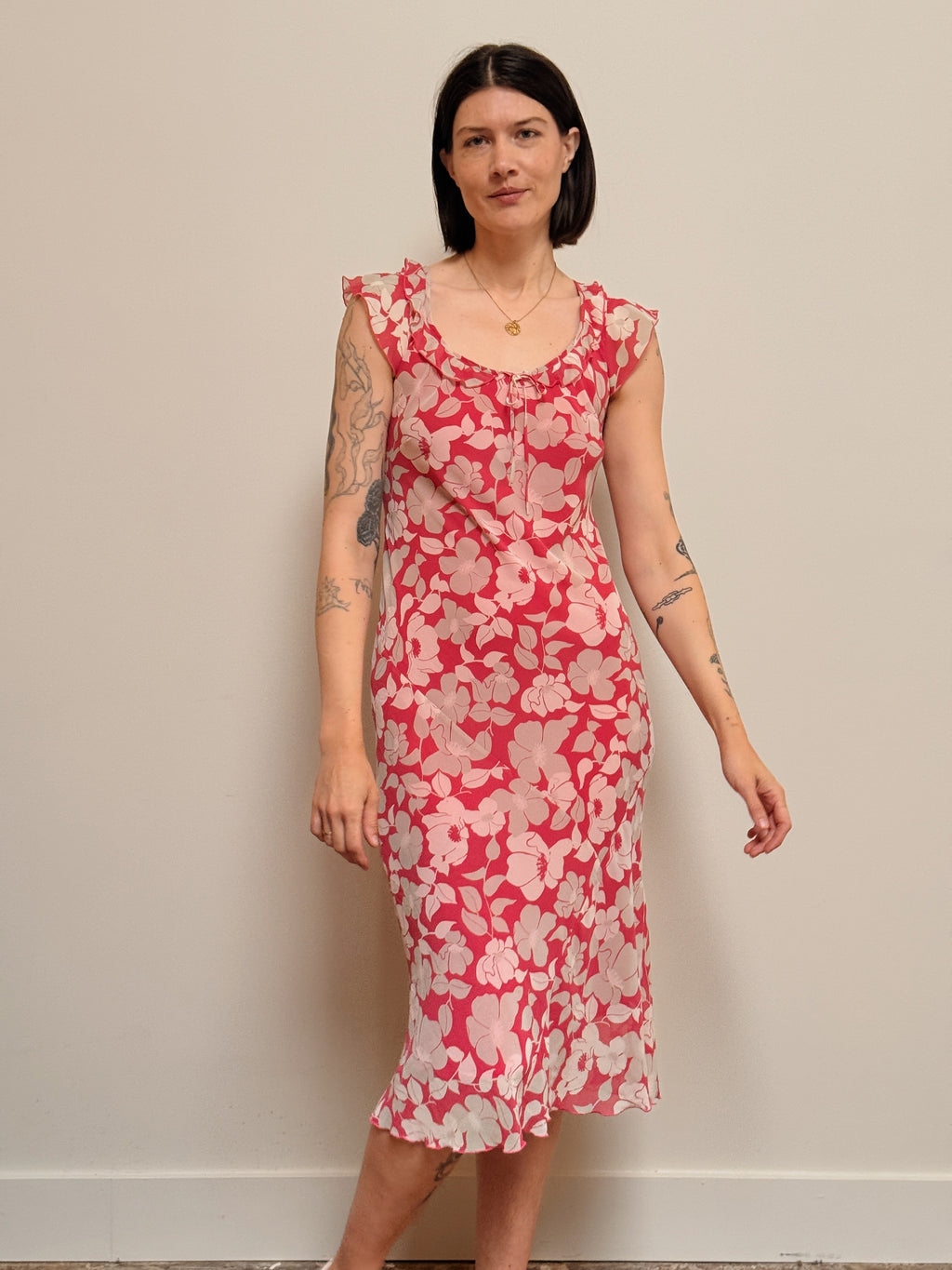 Pink Floral Bias-Cut Dress – hoste