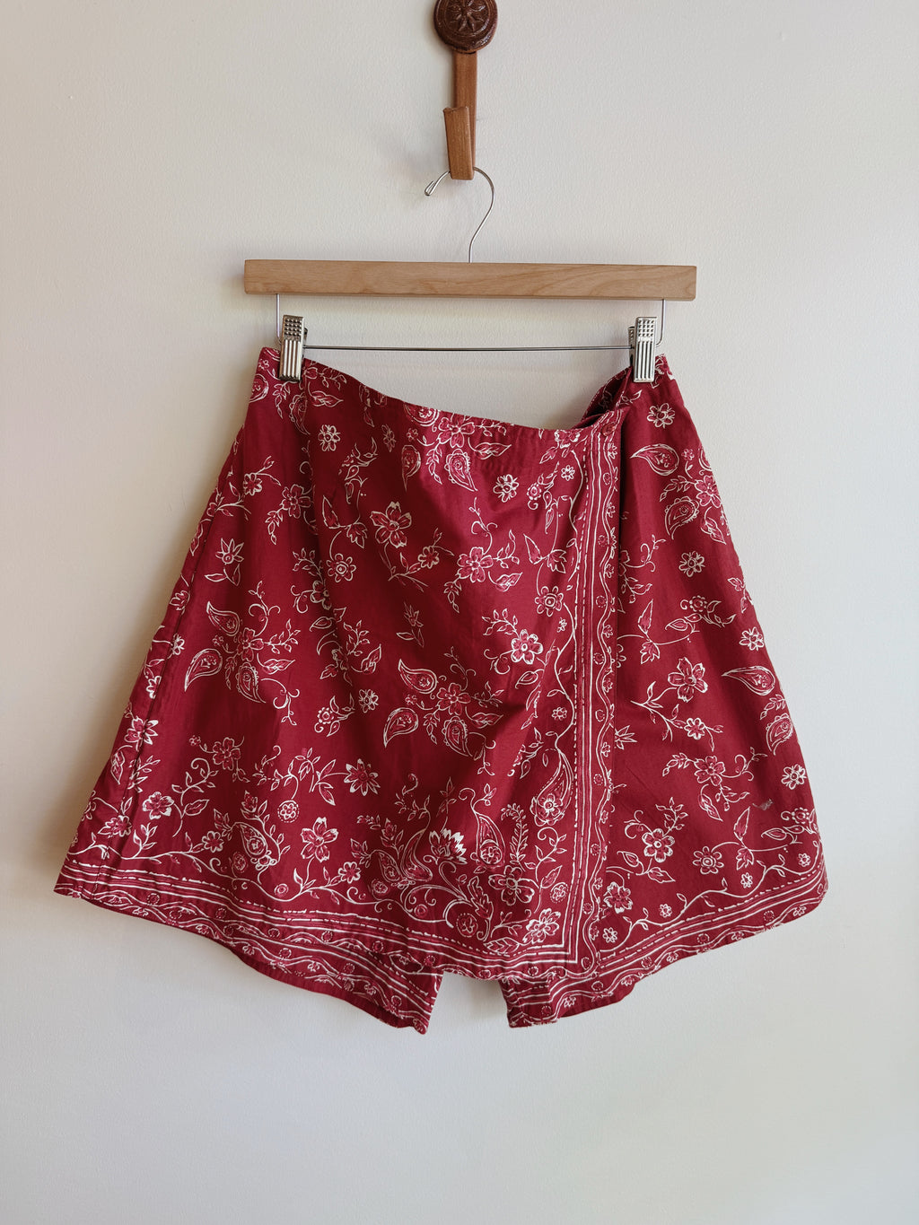 Red Paisley Cotton Skort