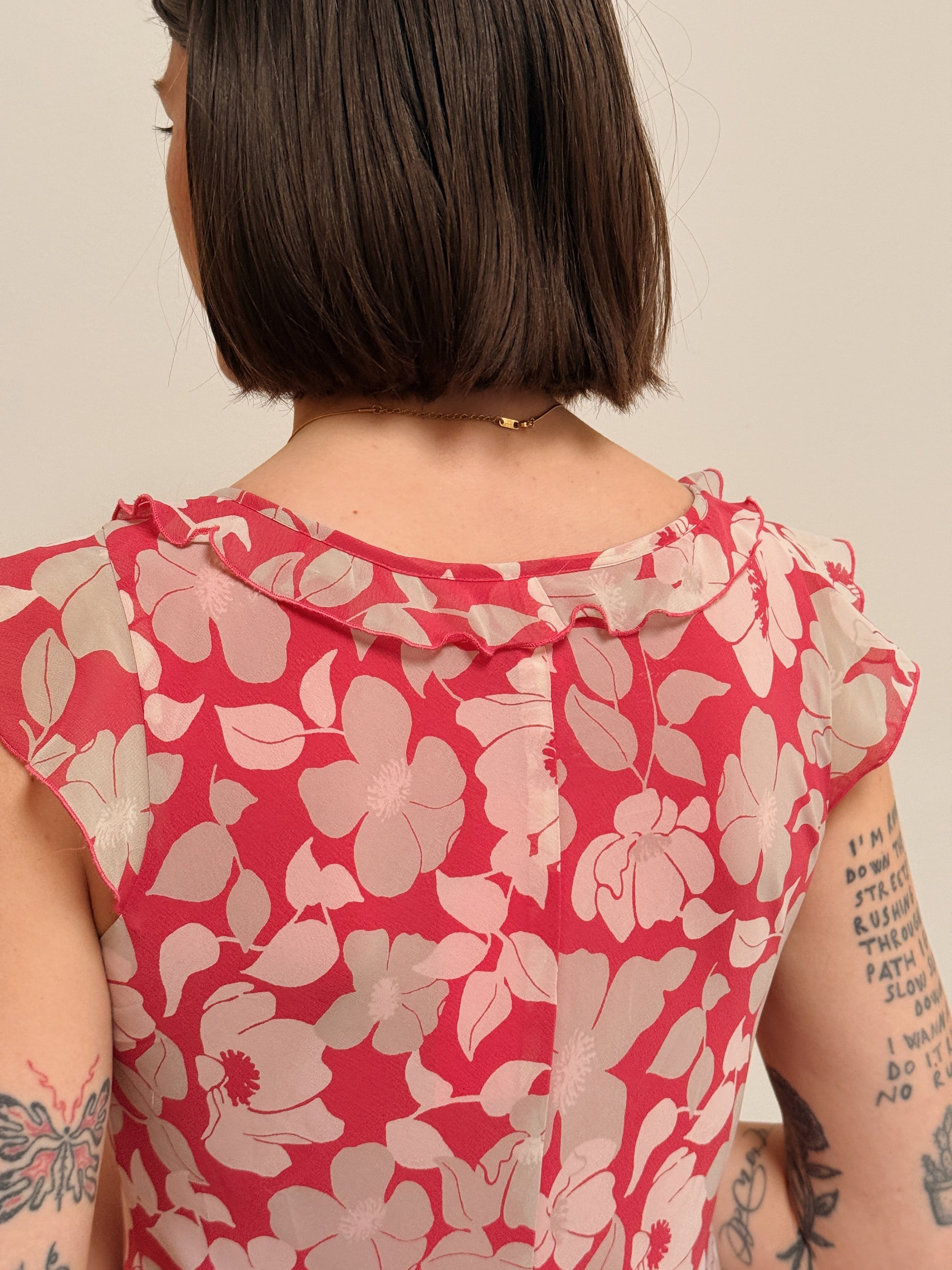 Pink Floral Bias-Cut Dress