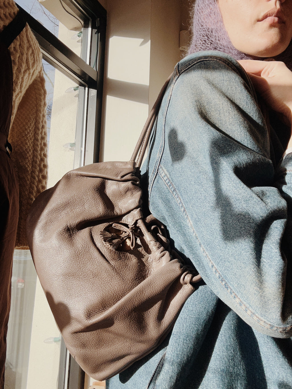 Anya Hindmarch pewter leather shoulder bag