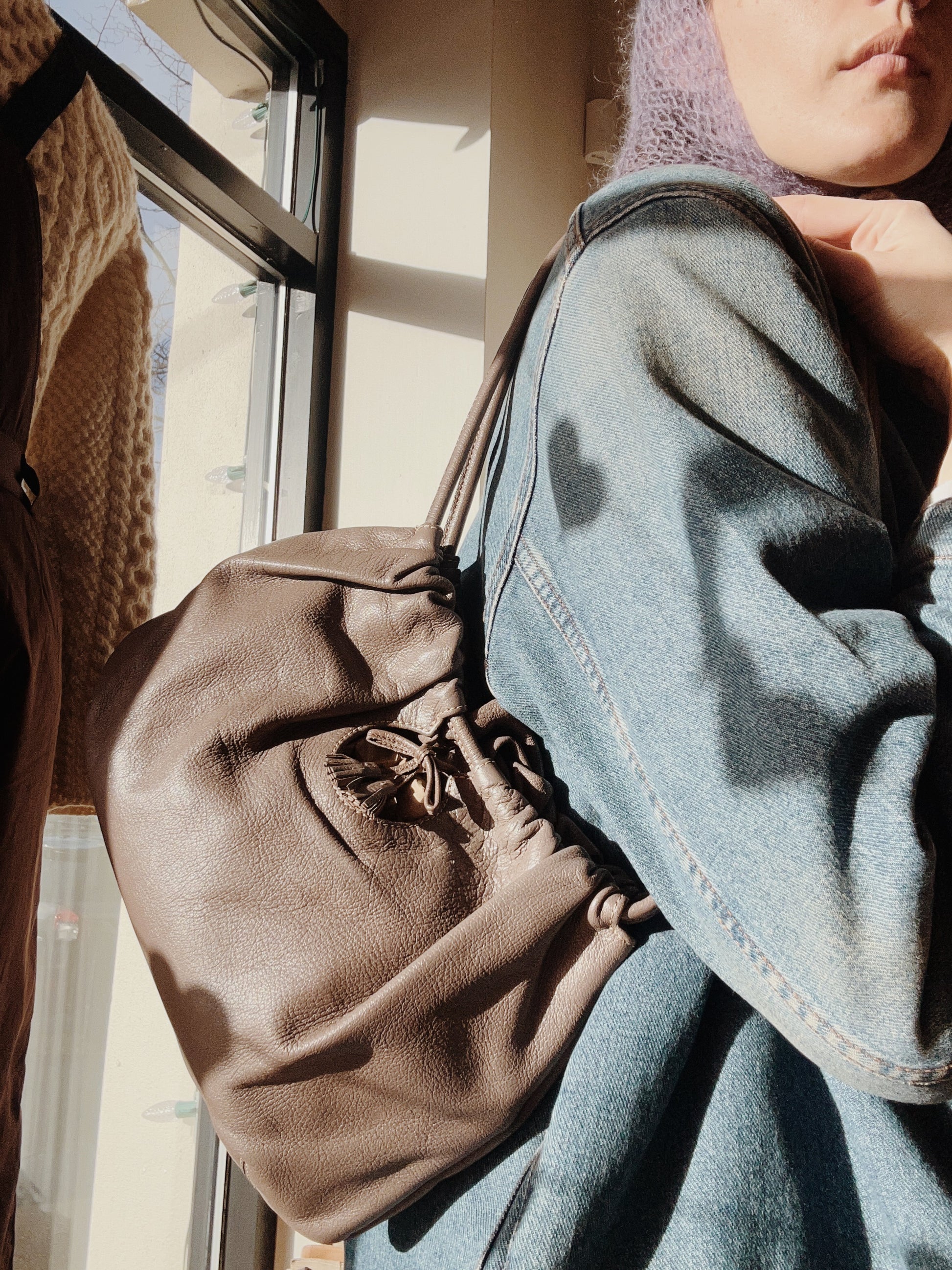 Anya Hindmarch pewter leather shoulder bag