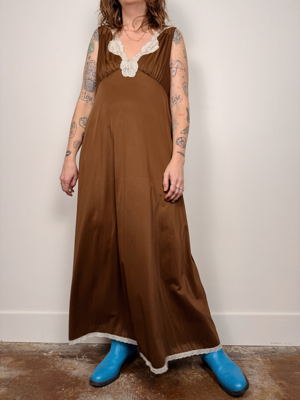 Chocolate & Lace Maxi Slip Dress