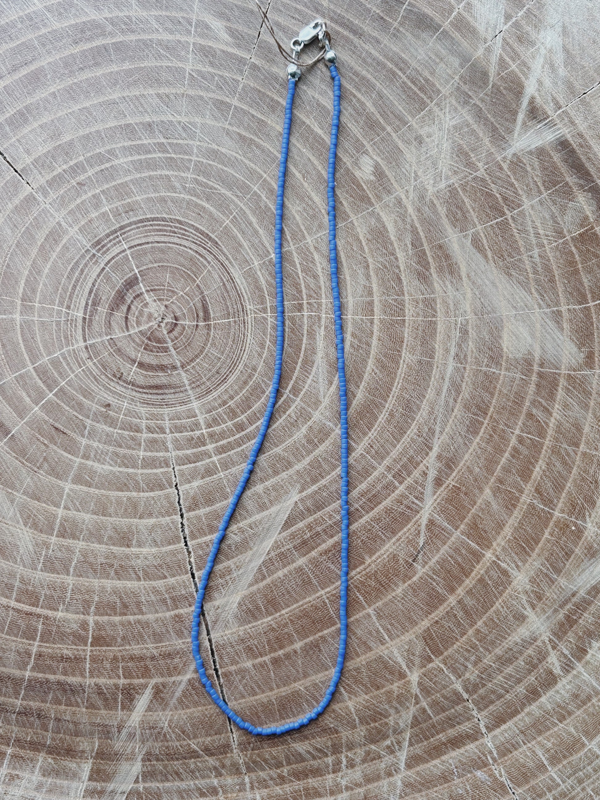 Blue Matte Bead Necklace