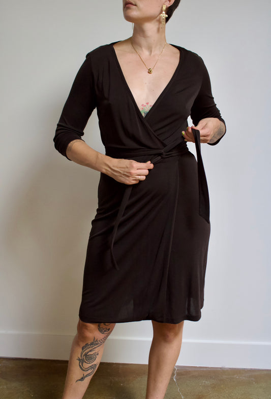 DVF Brown Slinky Wrap Dress