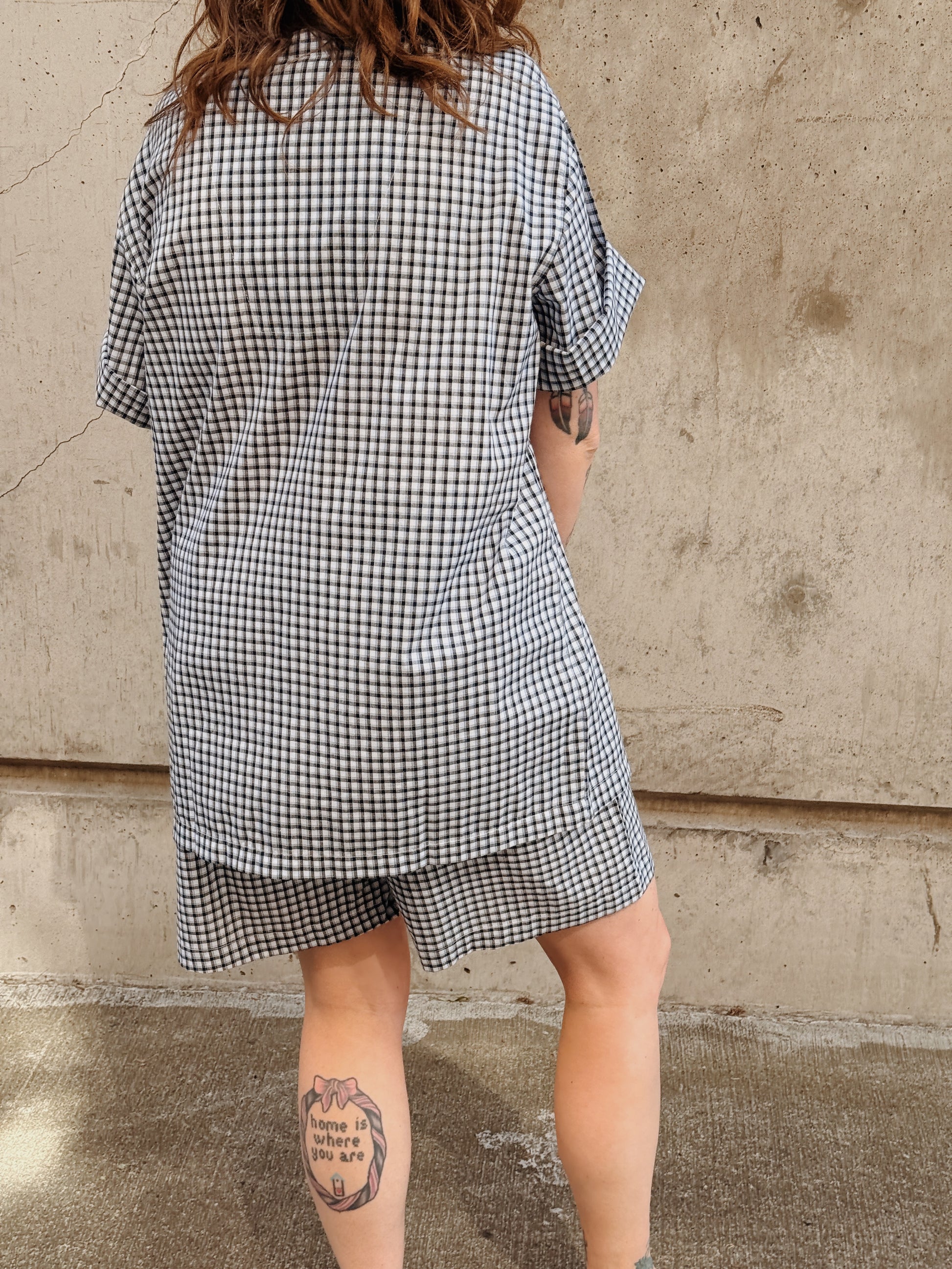 Blue Plaid Shorts Set