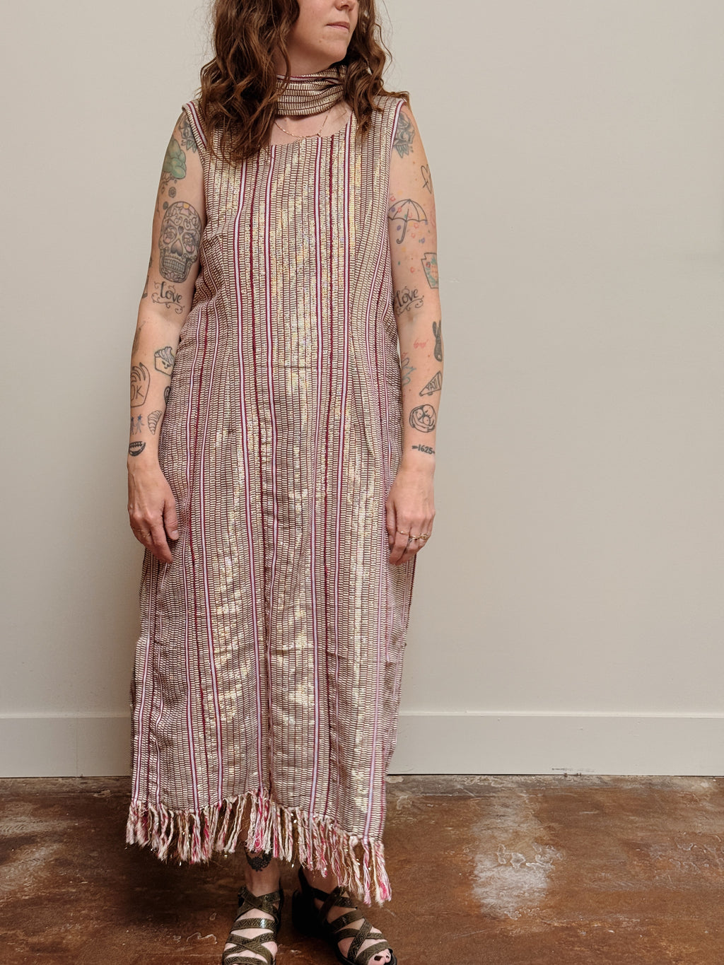 Pink Metallic Fringe Dress