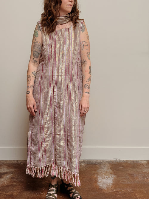 Pink Metallic Fringe Dress