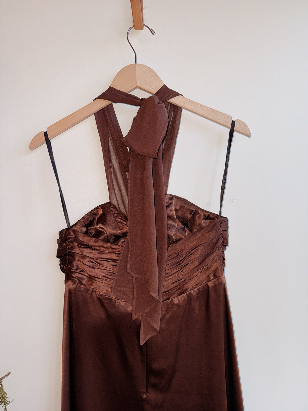 Brown Silk Halter Dress