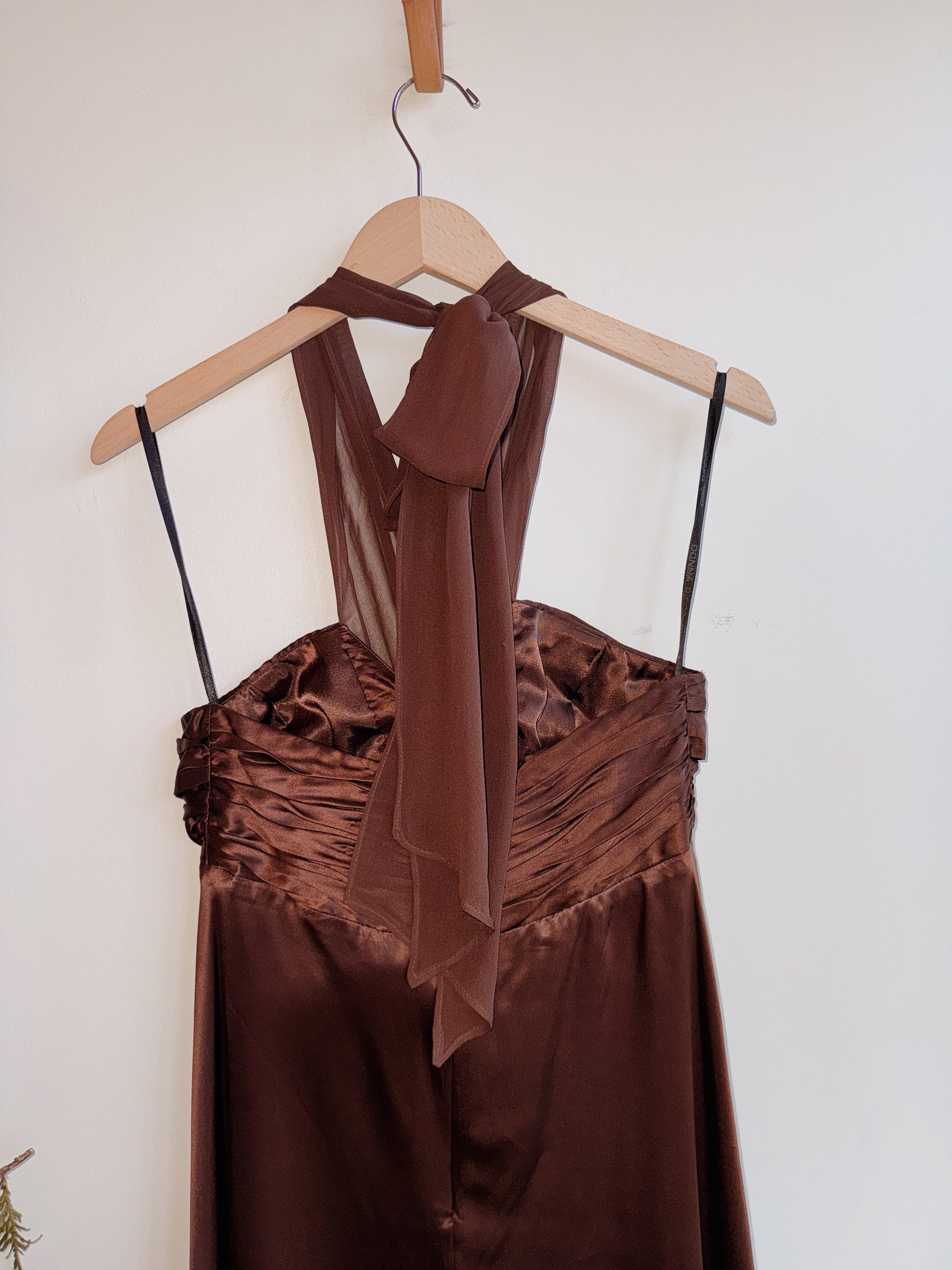Brown Silk Halter Dress