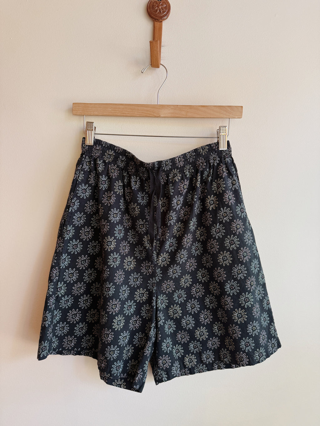 Navy Floral Cotton Shorts