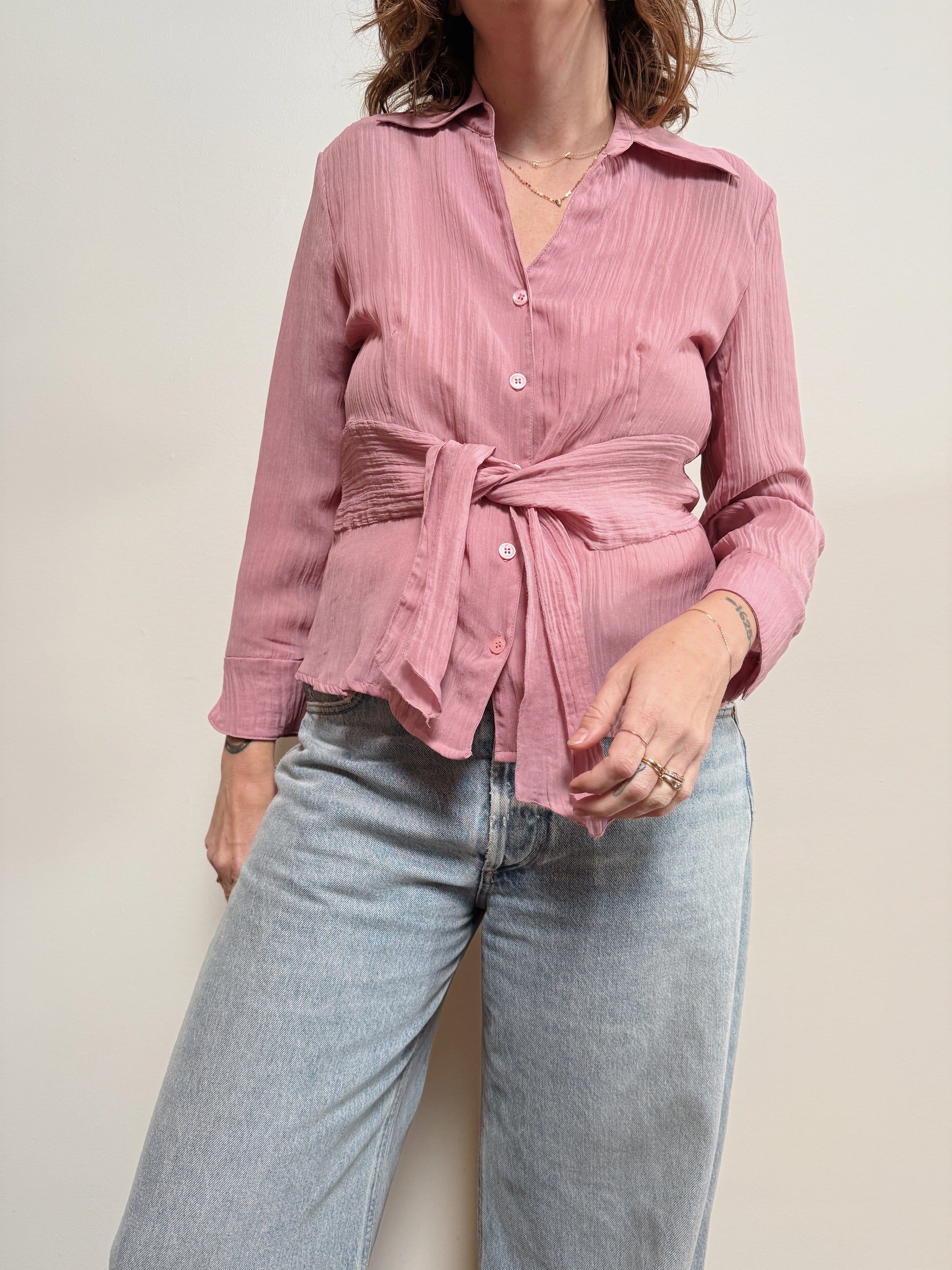 Pink Tie Blouse