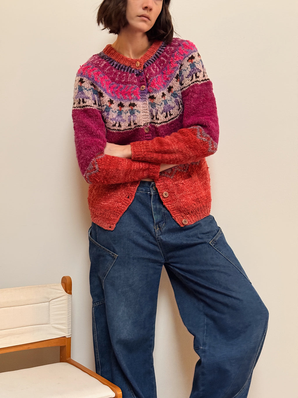 Hand Knit Wool Cardigan