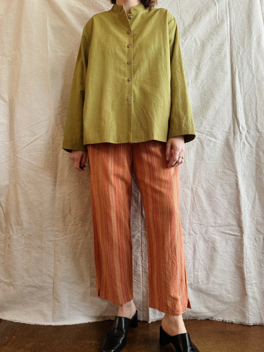 Linen Blend Pistachio Blouse