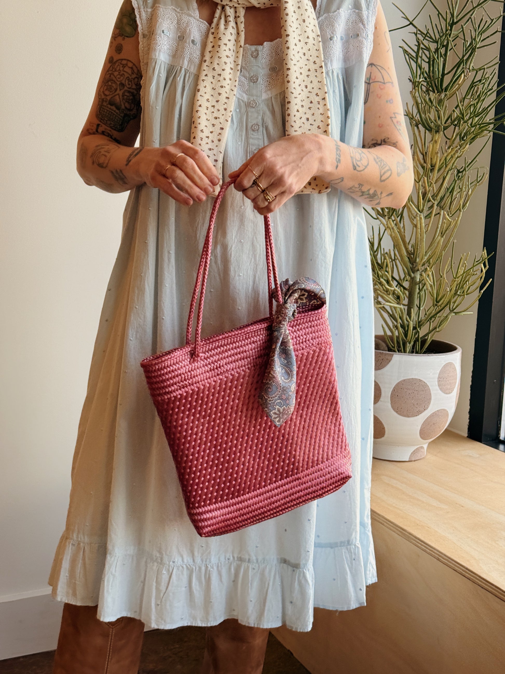 Shimmer Pink Woven Tote