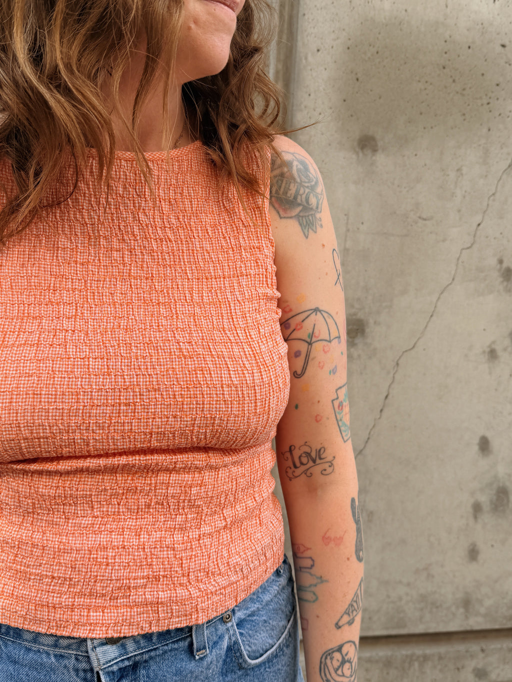 Orange Smocked Tank