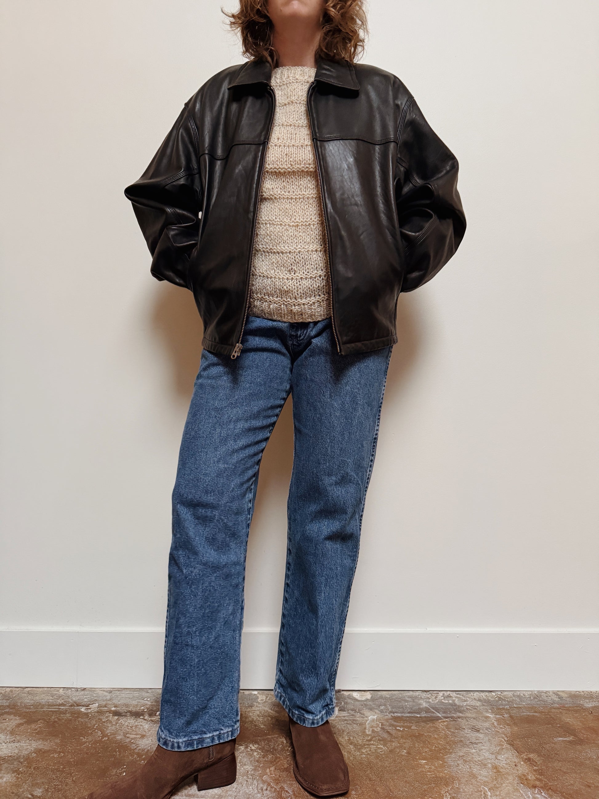 Lamb Leather Zip Jacket