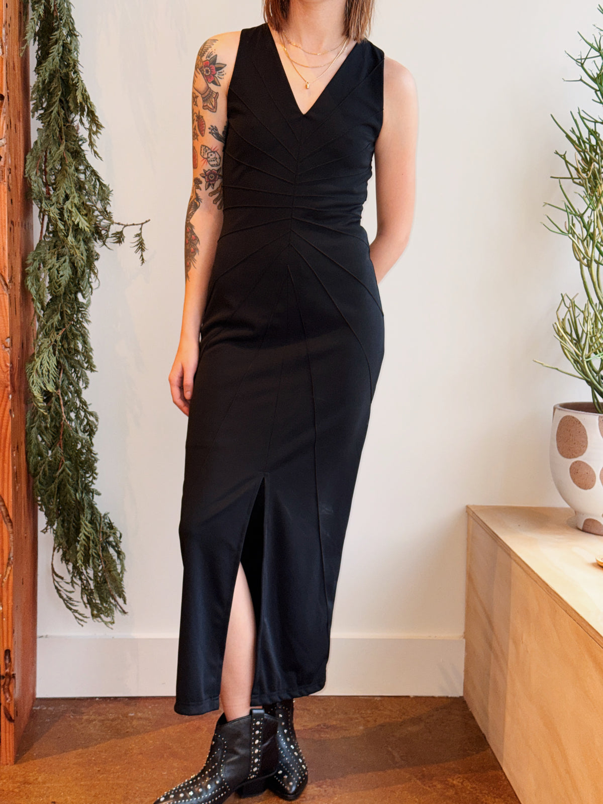 Black Seamed Maxi Dress