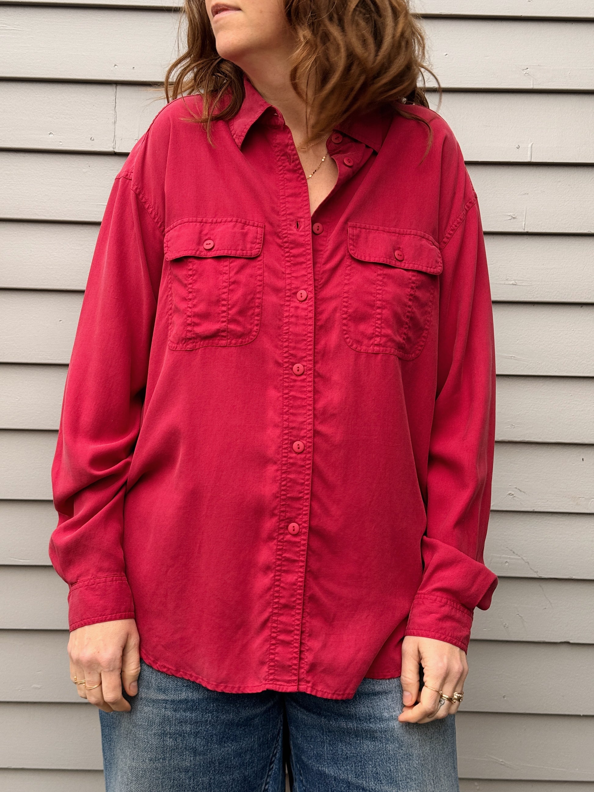 Red Silk Buttondown
