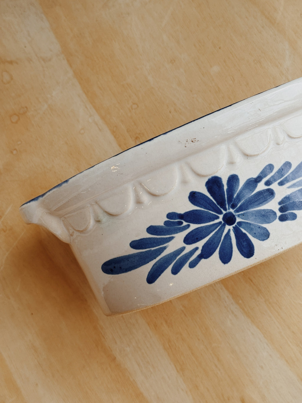 Handpainted Blue Mini Oval Crock