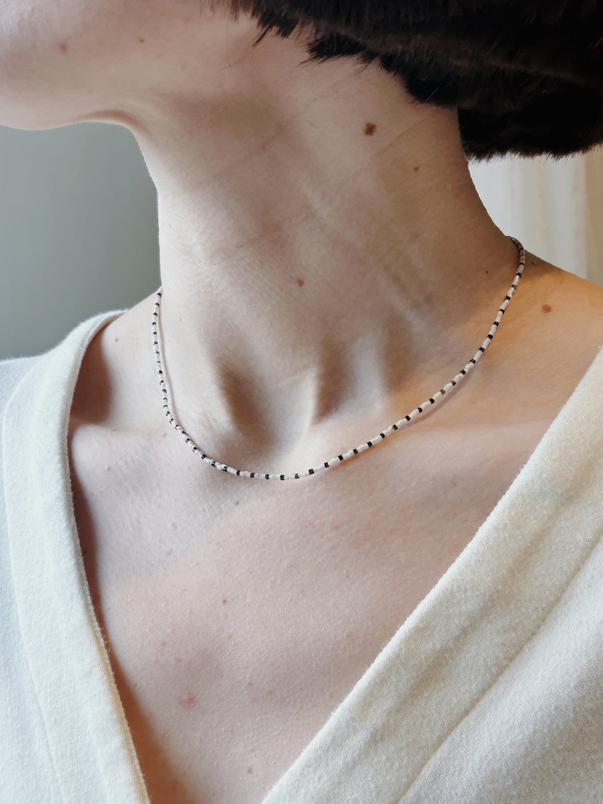 Black and White Seed Bead Necklace