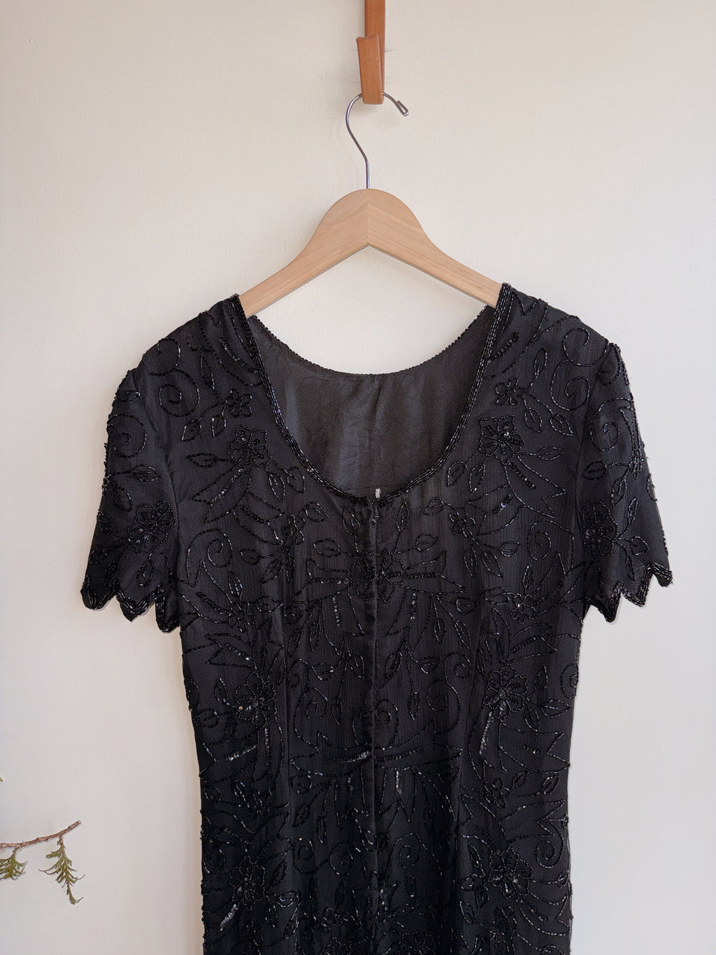 Black Beaded Silk Dress