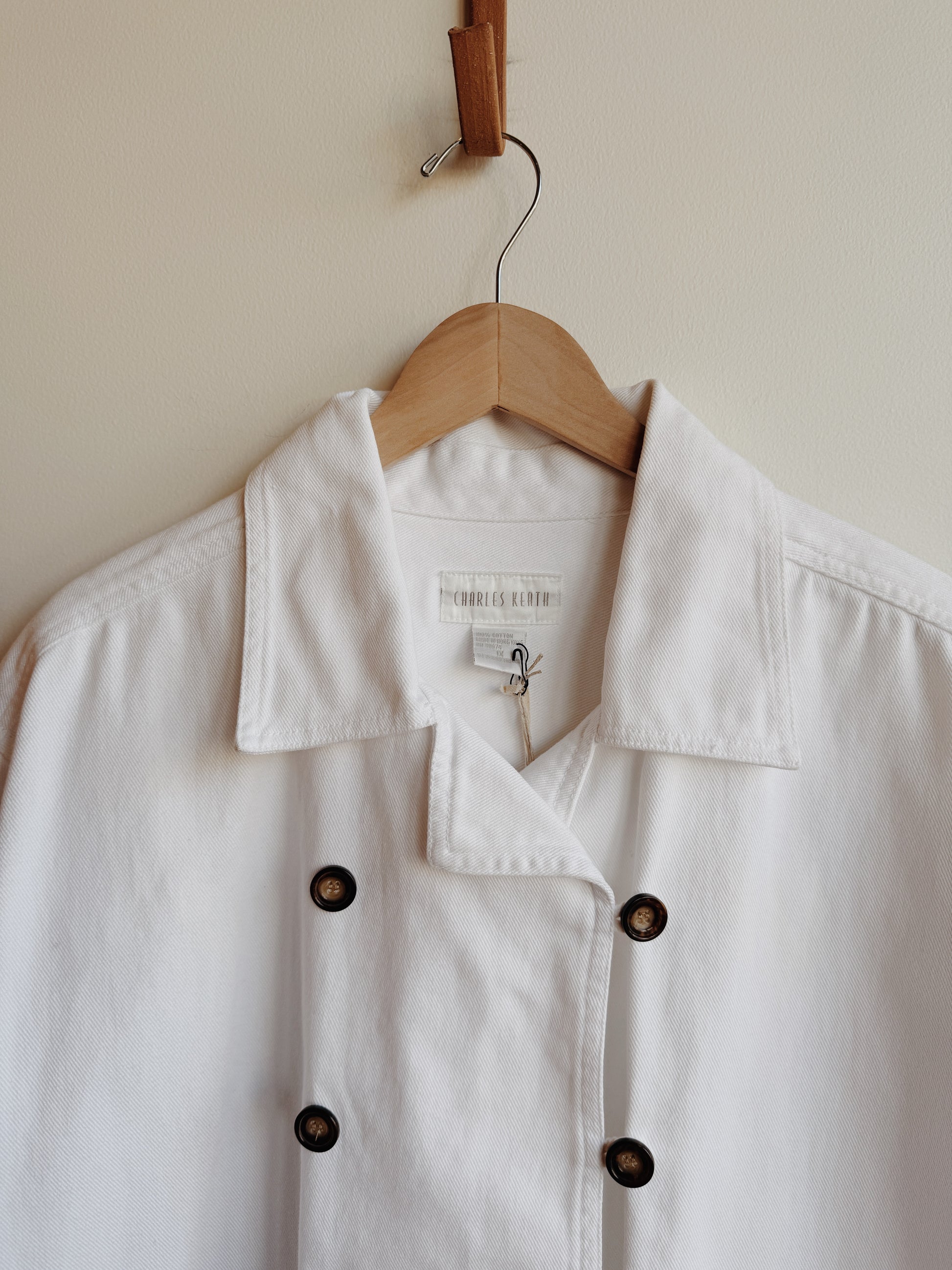 White Denim Double Breasted Jacket