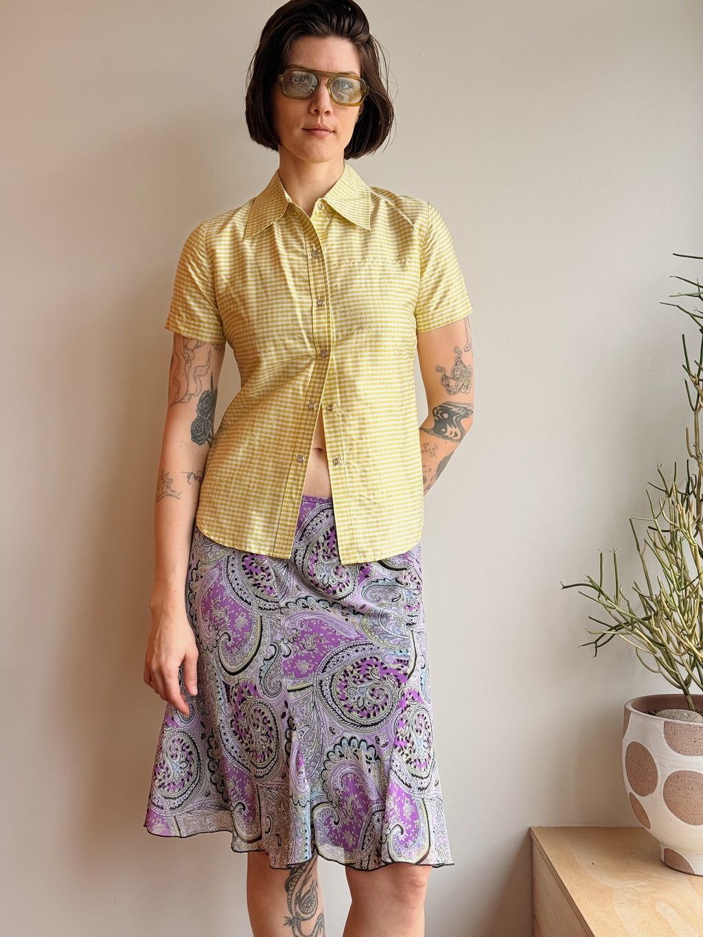 Silk Limon Gingham Snap Down