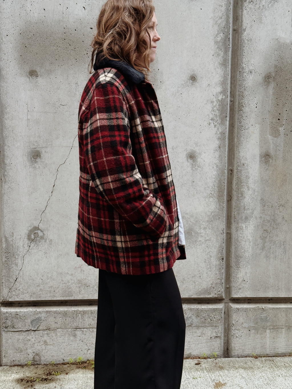 Eddie Bauer Red Plaid Overcoat