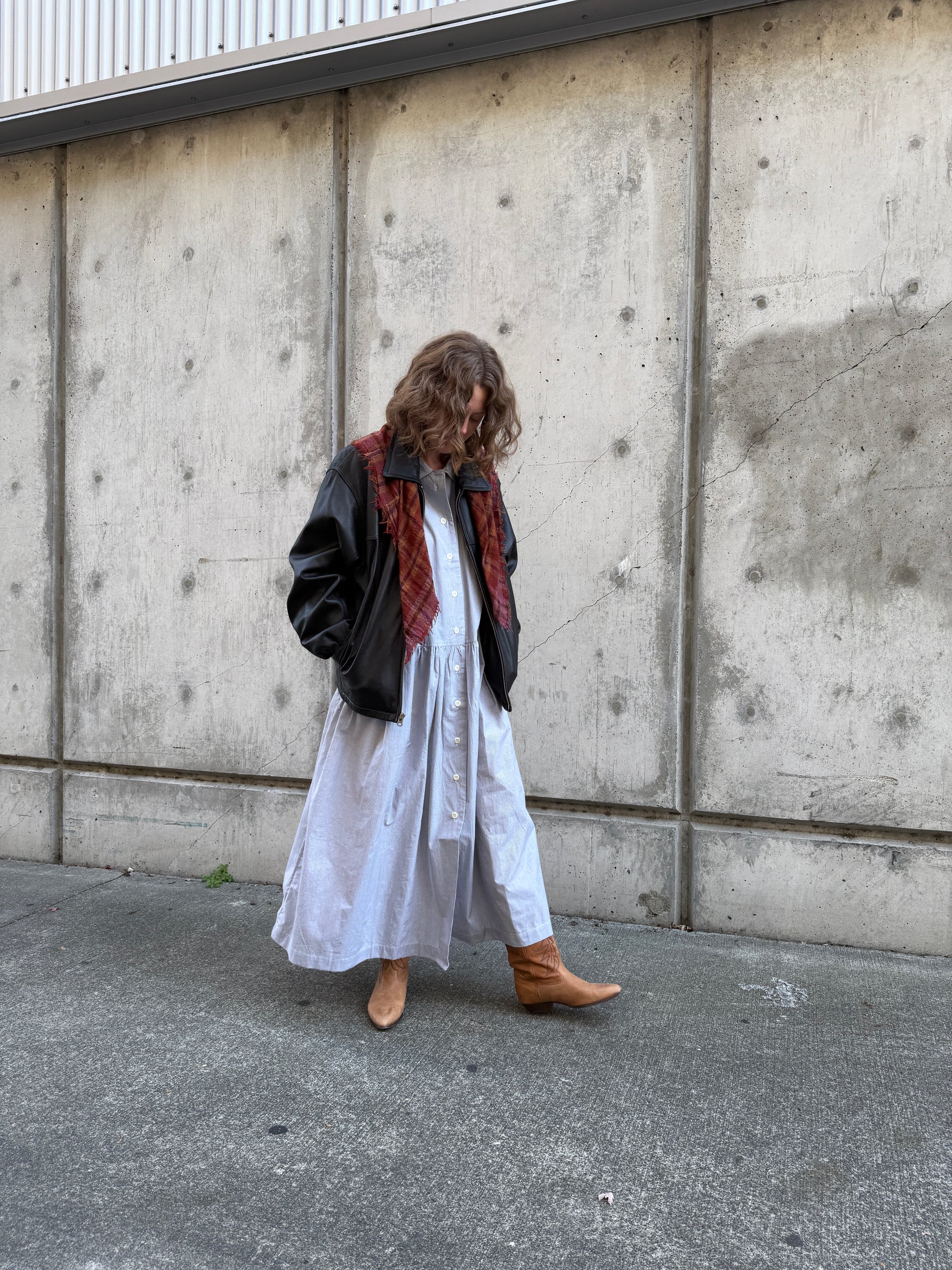 Fine Stripe Cotton Shirt Dress