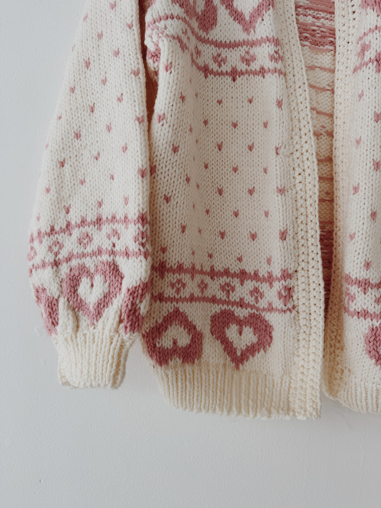 Pink Heart Intarsia Cardigan