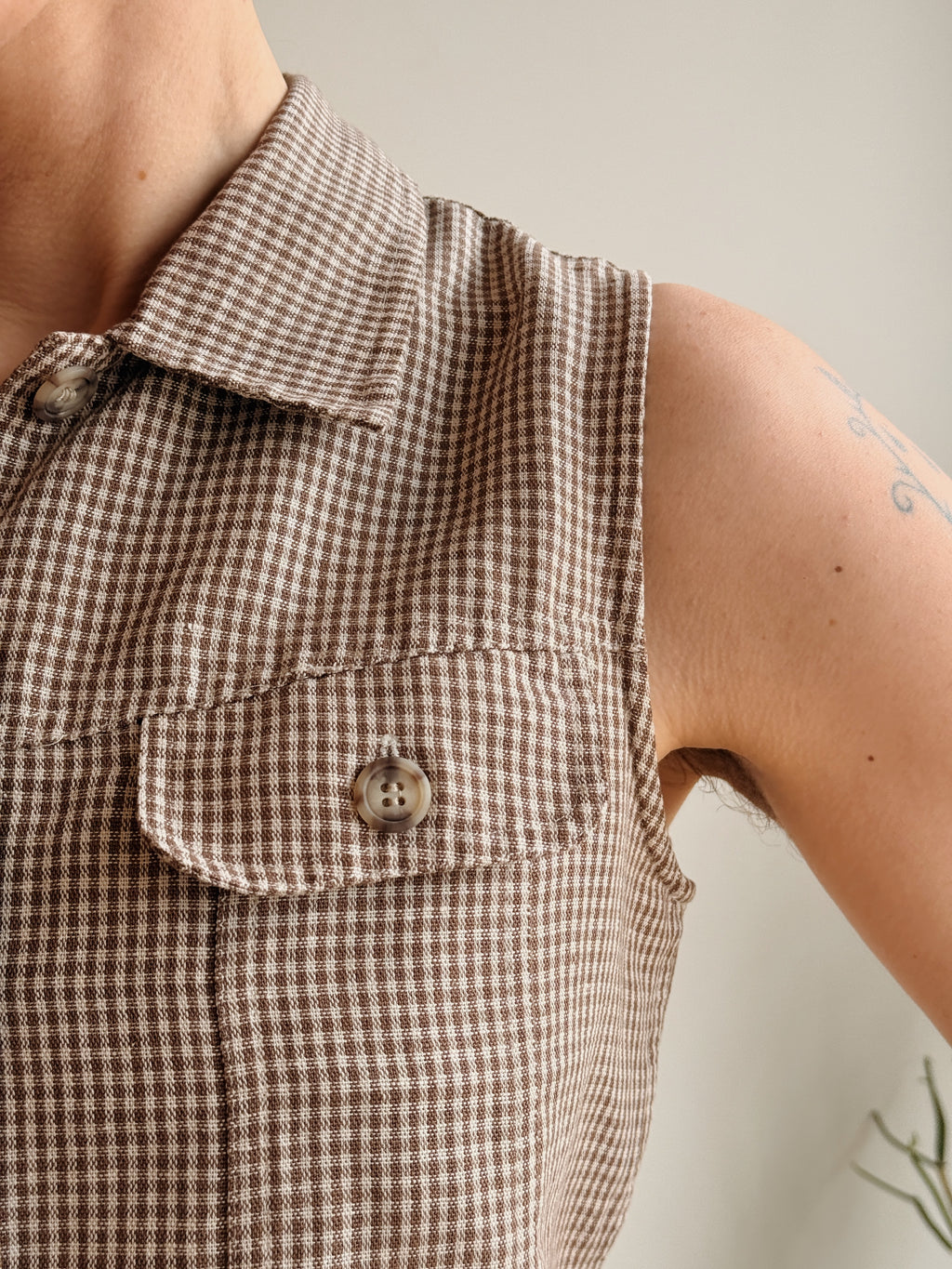 Linen + Cotton Gingham Vest