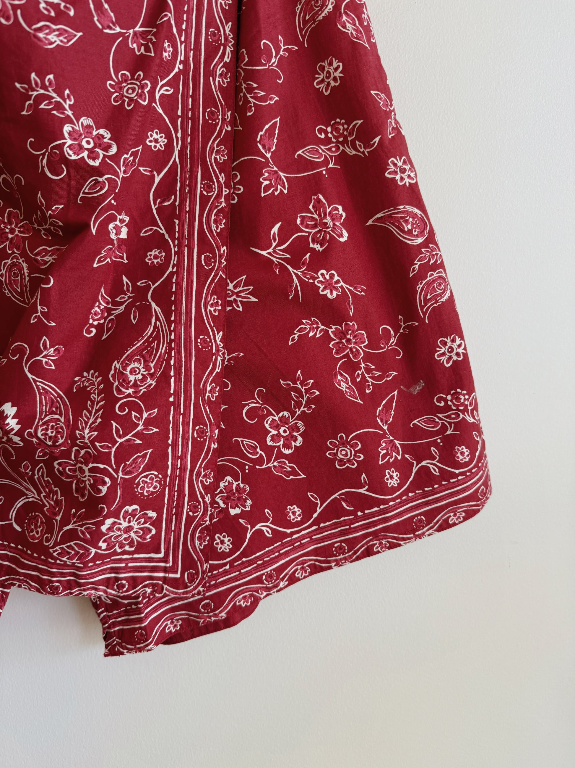 Red Paisley Cotton Skort