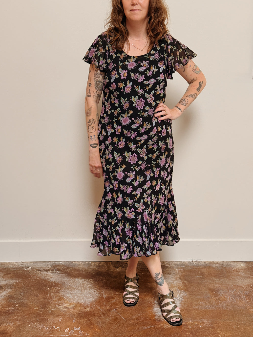 Floral Silk Midi Dress