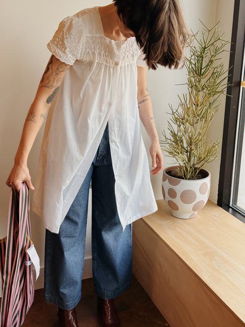 Eyelet Button Front Dress