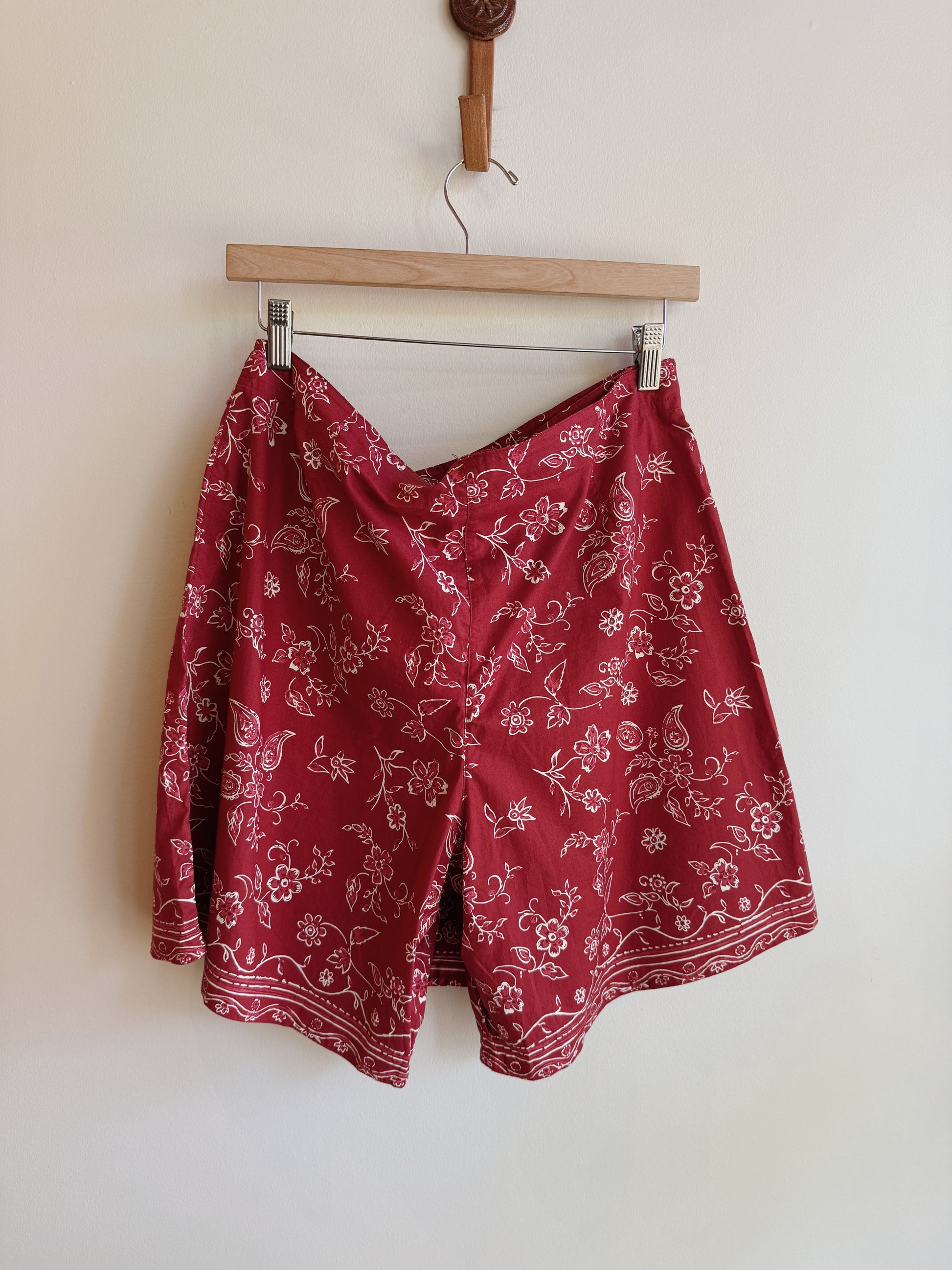 Red Paisley Cotton Skort