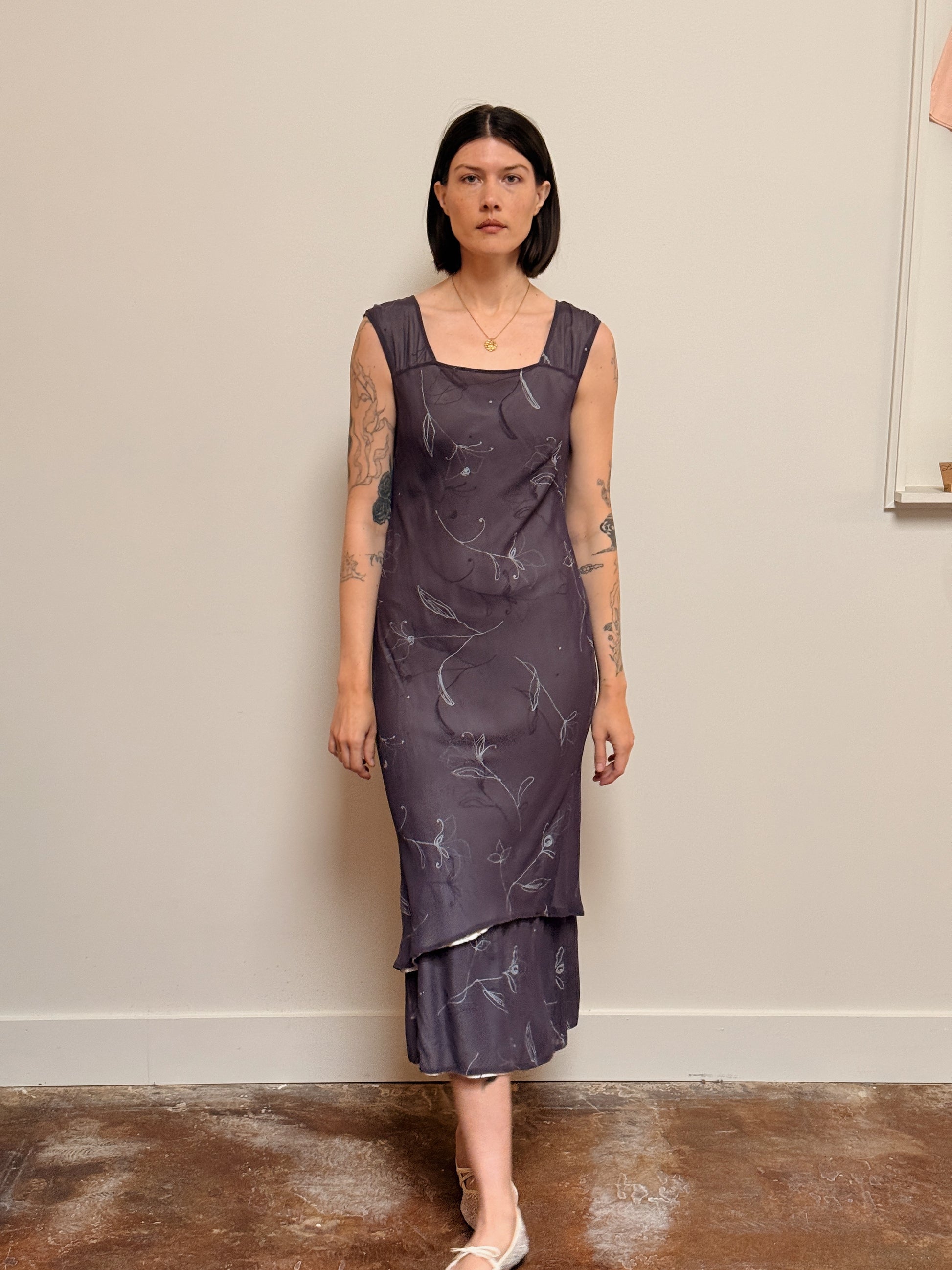 Square Neck Sheer Dress