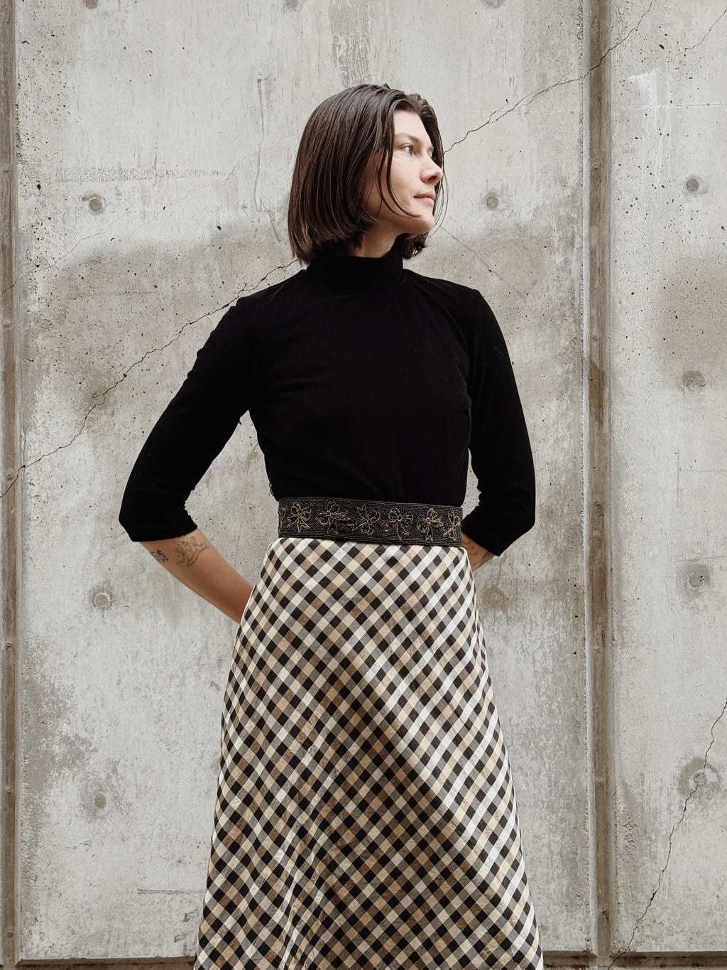 Black Velvet and Gingham Maxi