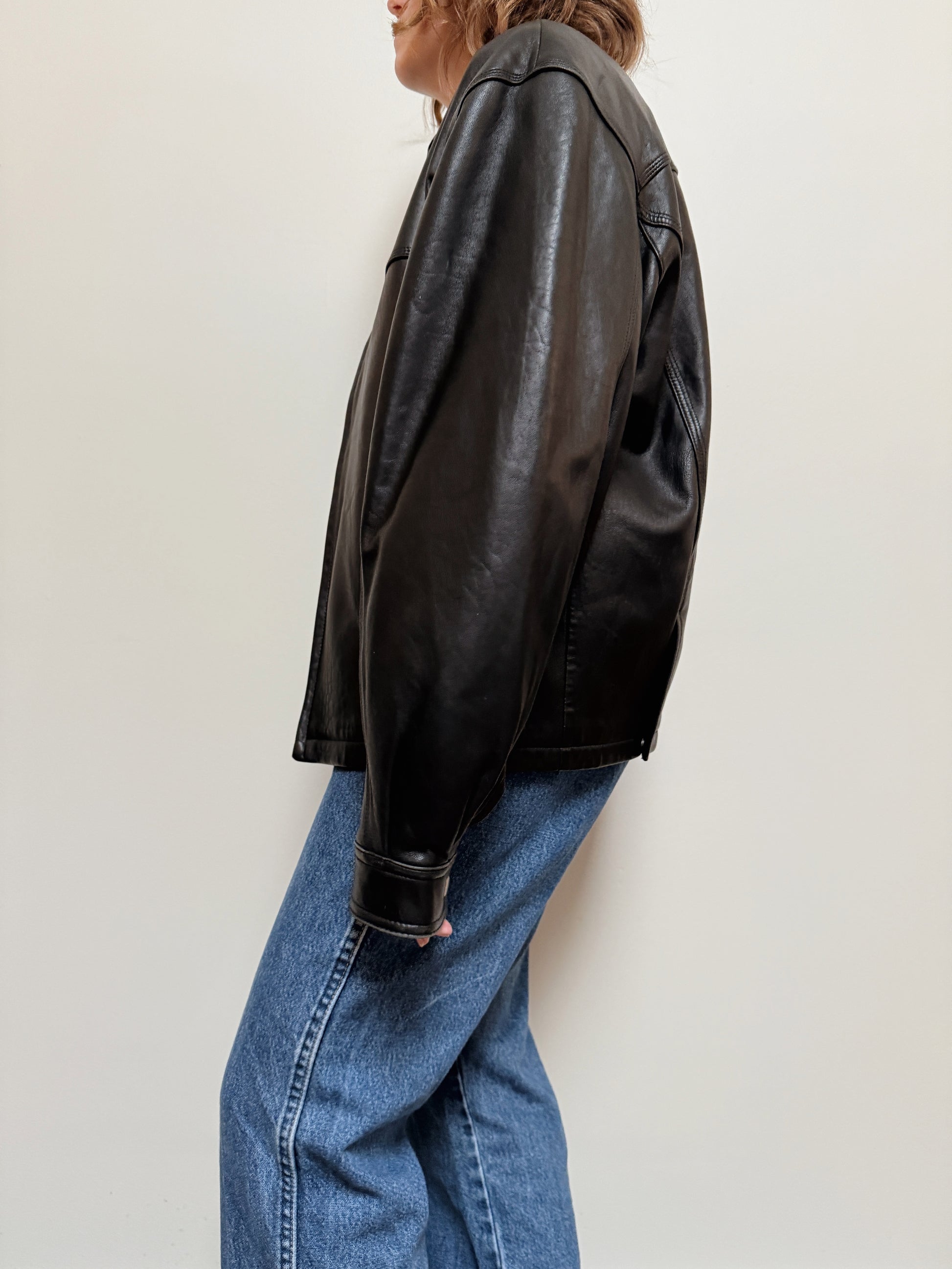 Lamb Leather Zip Jacket