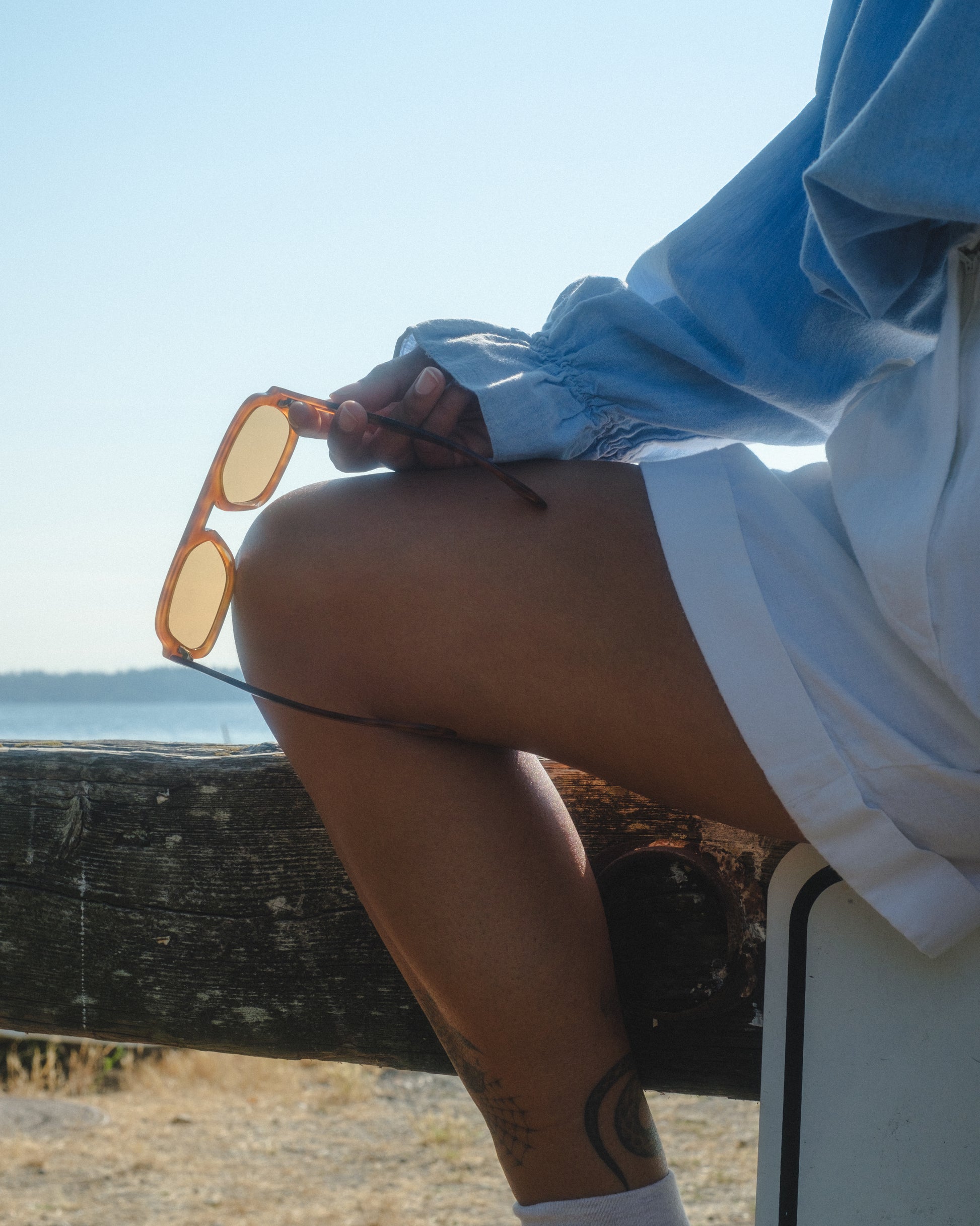 Chambray Ruffle Top