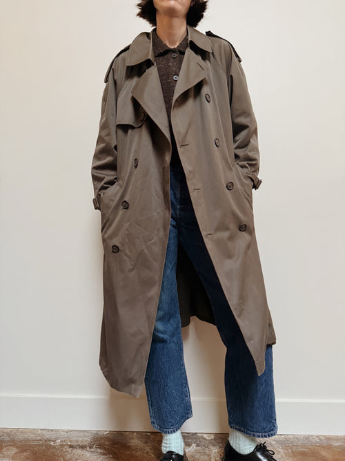 Double Breasted Green Trench